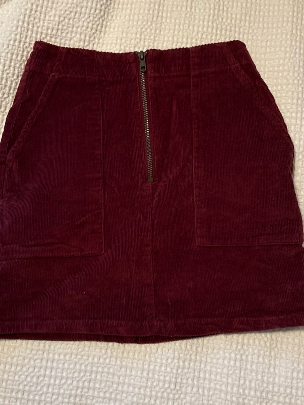 Wild Fable Corduroy Zip-Front Mini Skirt in Burgundy